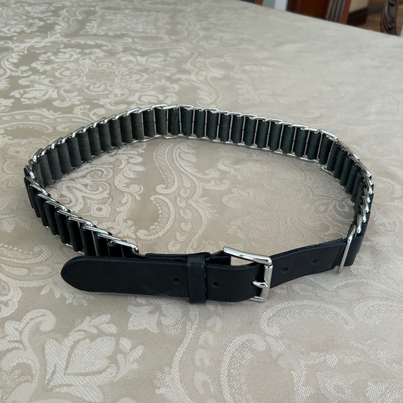 Ralph Lauren Leather and Chain Belt, Black/Silver - Picture 2 of 8